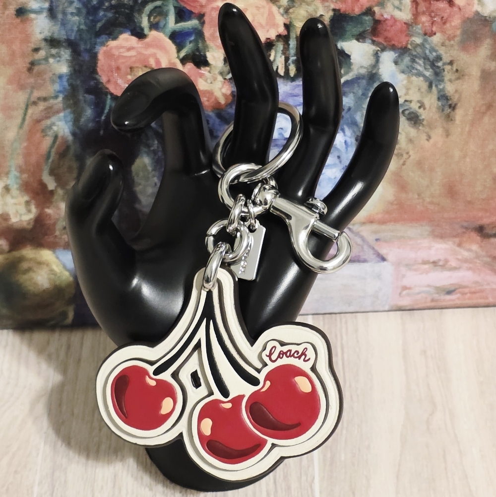 Coach Cherry Bag Charm Keychain Cherries Fob CZ092 Like New - Picture 6 of 14
